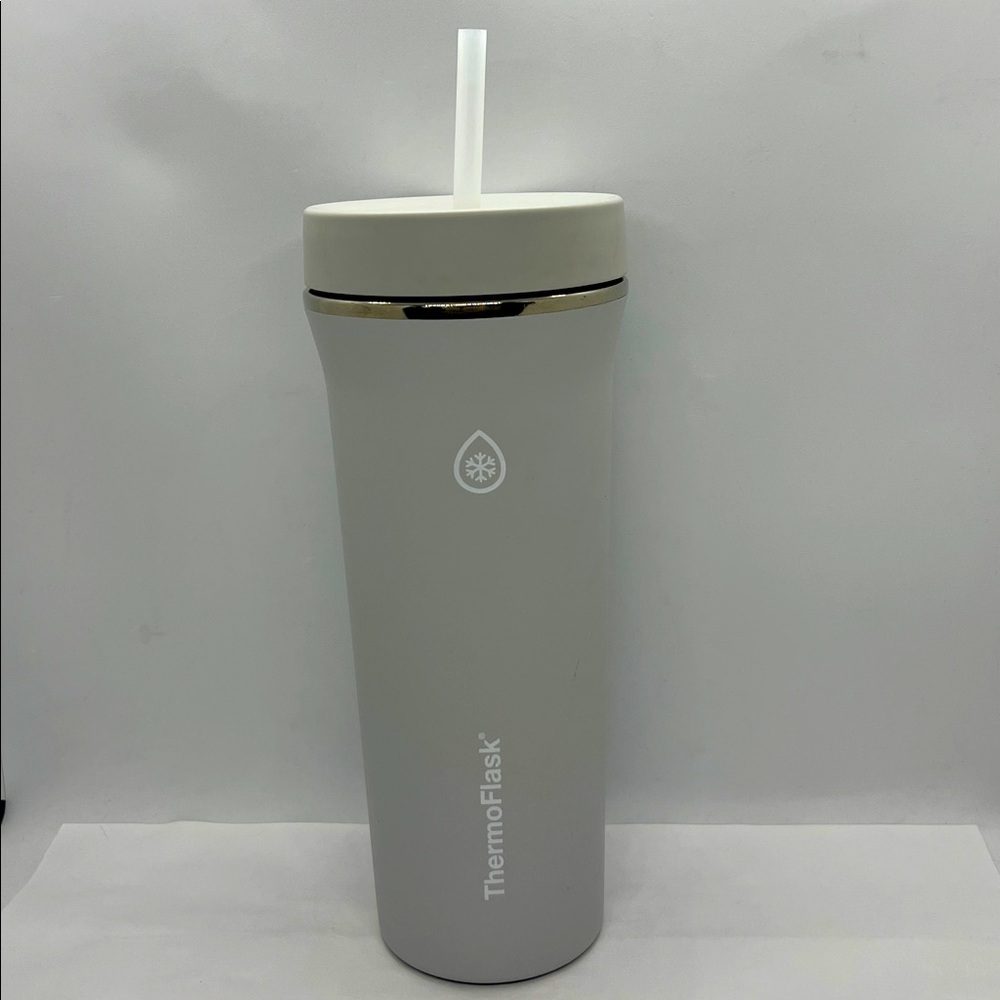 Thermo Flask Stainless Insulated Water Bottle Tumbler w/ Straw Preowned